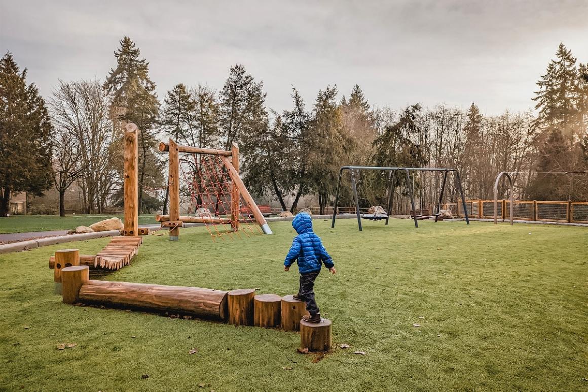 Westside Park playground log obstacle course