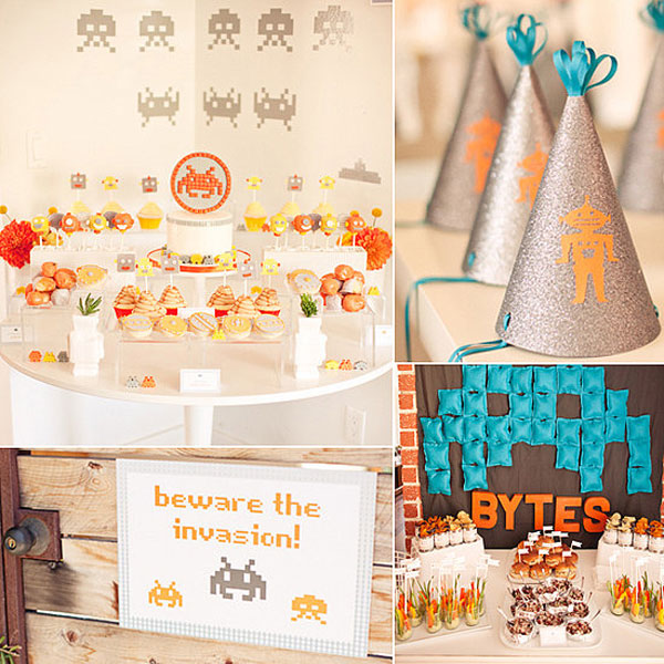 Unique baby shower themes: Space Invaders-themed baby shower by Inspired By This