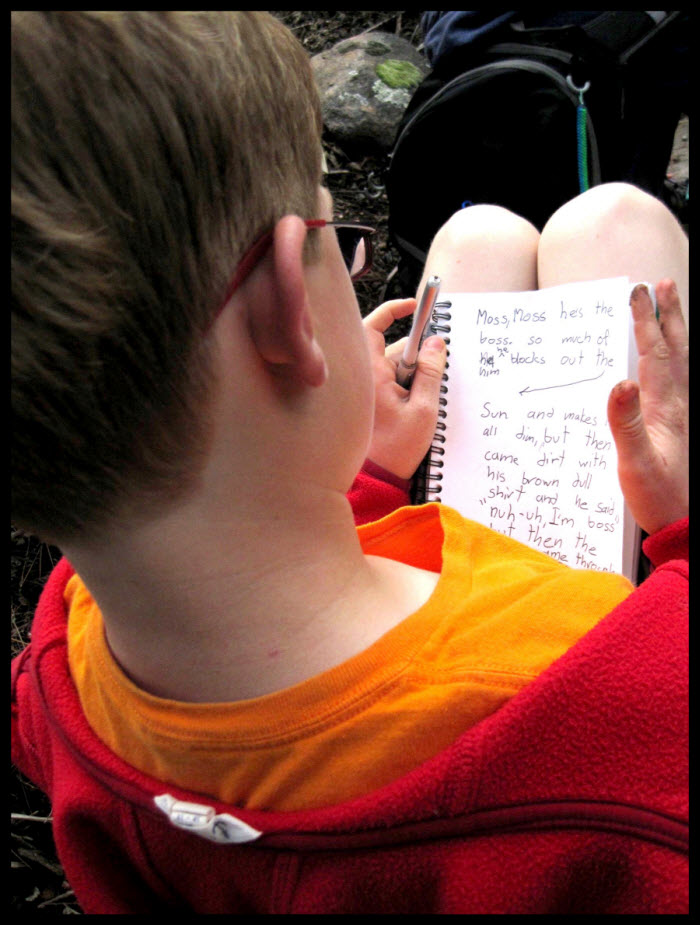 Kid writing poetry