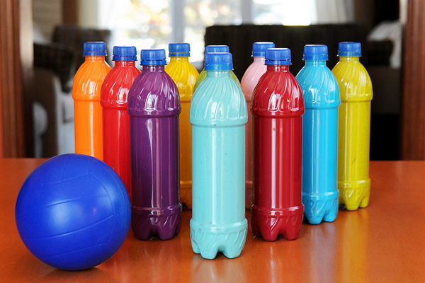 Homemade indoor bowling game by Meet the Dubiens