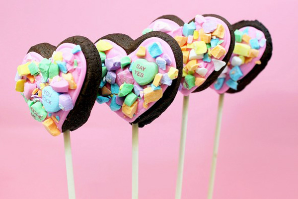 Valentine's Day conversation heart cookie pops by The Decorated Cookie