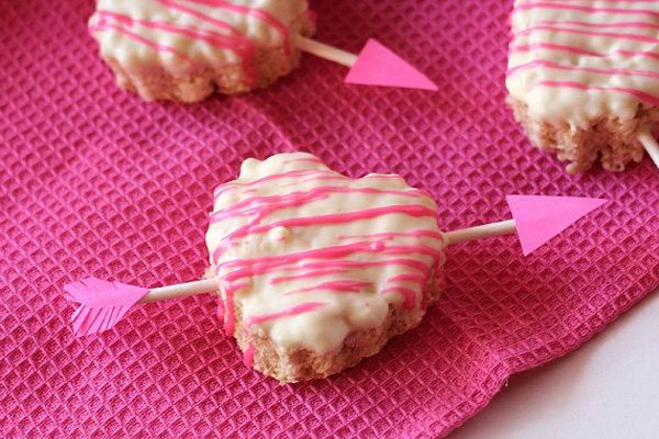Valentine's Day Cupid Rice Krispie treats by Cookies and Cups