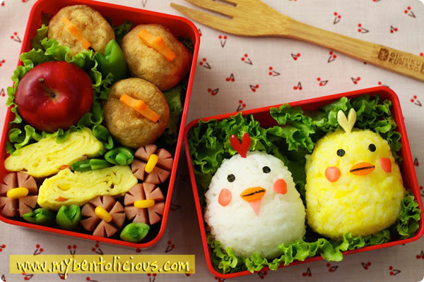 Spring chicks bento box lunch for kids by Bentolicious