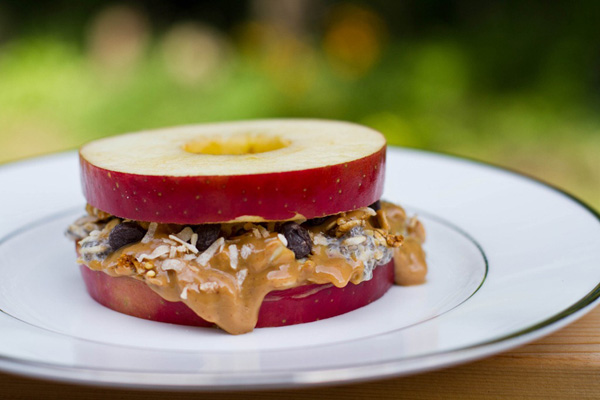 Healthy snack idea for kids: Apple sandwich by Oh She Glows