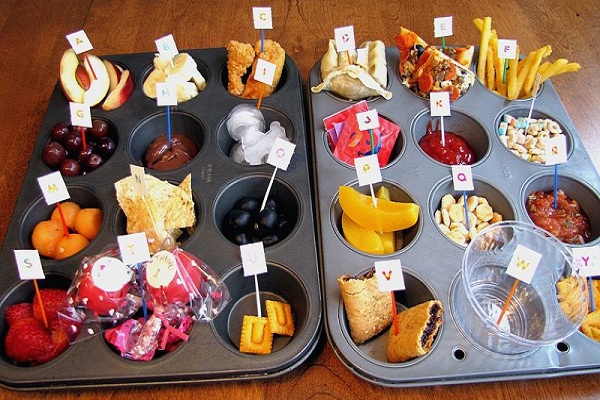Lettered muffin tin snacks