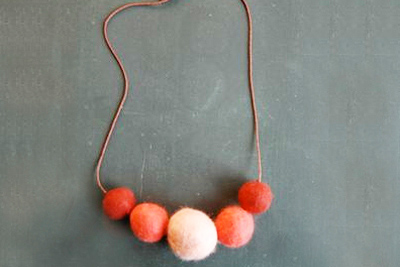 Christmas homemade felted necklace by Shiso Mama