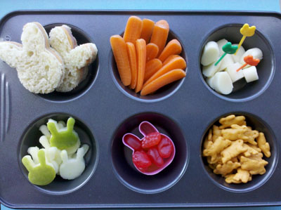 Bunny muffin tin lunch by Muffin Tin Mom