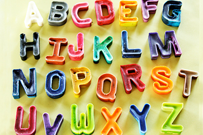 Homemade alphabet crayons by Let's Explore
