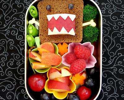 Domokun Sandwich bento box lunch by Happy Little Bento