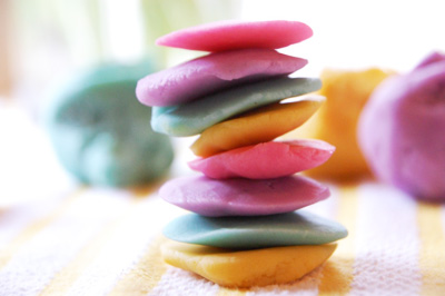 Homemade rainbow play dough by TinkerLab