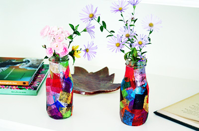 Tissue paper vases by Let's Explore