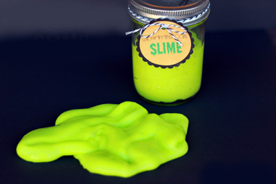 Homemade glow-in-the-dark slime by Domestic Charm