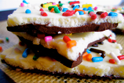Birthday cake batter bark by Stephanie Cooks