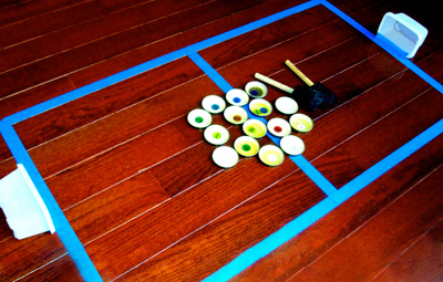 Homemade toddler hockey game by Toddler Approved!