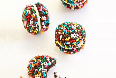 Birthday sprinkle sandwich cookies by The Decorated Cookie