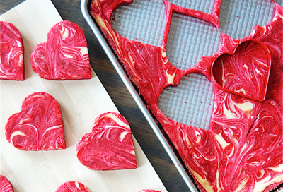 Valentine's Day marbled red velvet cheesecake brownies by The Novice Chef