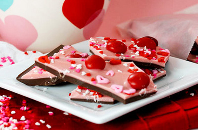 Chocolate cherry Valentine's Day bark by Confessions of a Cookbook Queen