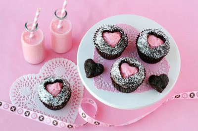 Valentine's Day heart cut-out cupcakes by Glorious Treats