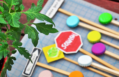 Homemade garden markers by Imagine Childhood
