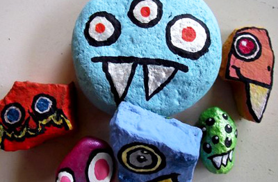 Homemade rock monsters by Little Pink Studio