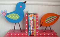 Birdie book ends from Etsy's The Wooden Owl