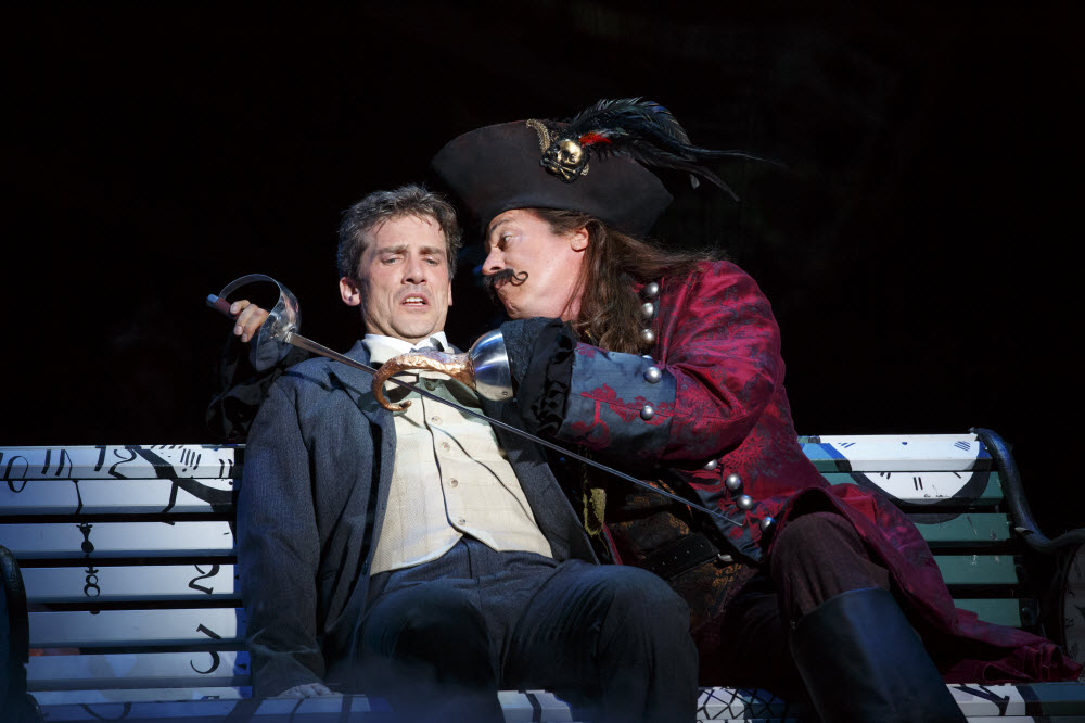 Kevin Kern as J.M. Barrie and Tom Hewitt as Captain Hook in the National Tour of 'Finding Neverland'