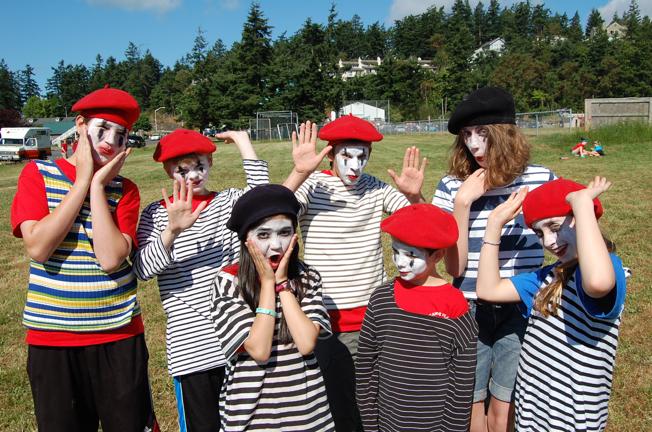 language immersion school kids dressed as mimes