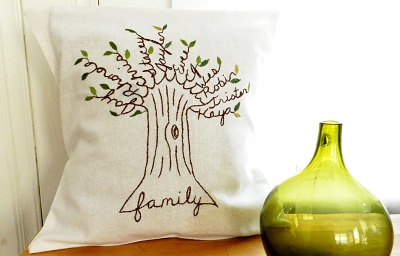 Family Tree Pillow by the Blue Leaf Boutique Etsy shop