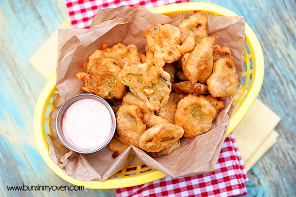 Super Bowl Snack: Homemade fried pickles by Buns In My Oven