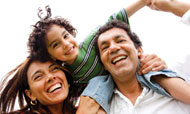 Parents with child, laughing