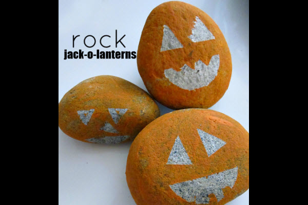 Halloween Decorations and Crafts for Kids Pet Rock Jack o Lantern