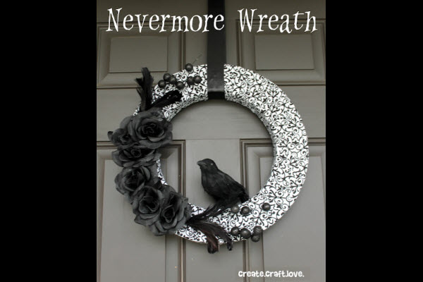 Halloween Decorations and DIY Crafts for Kids Nevermore Raven Black Wreath