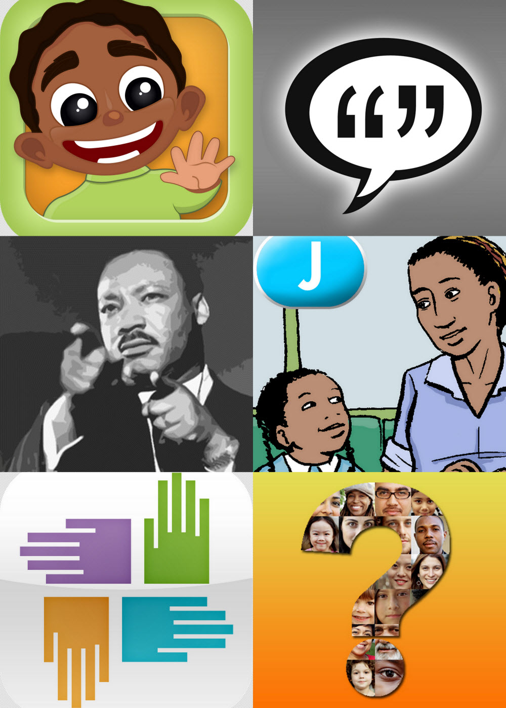 Collage of apps for Martin Luther King Jr. Day