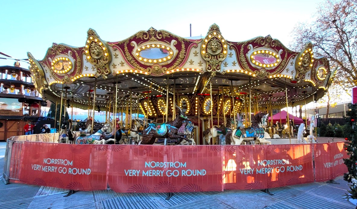 The carousel merry-go-round at Seattle Christmas Market is included in admission and will appeal to kids