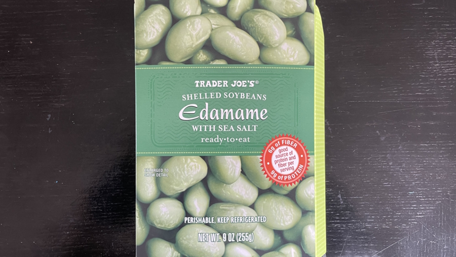 "Edamame from Trader Joe's lunch"