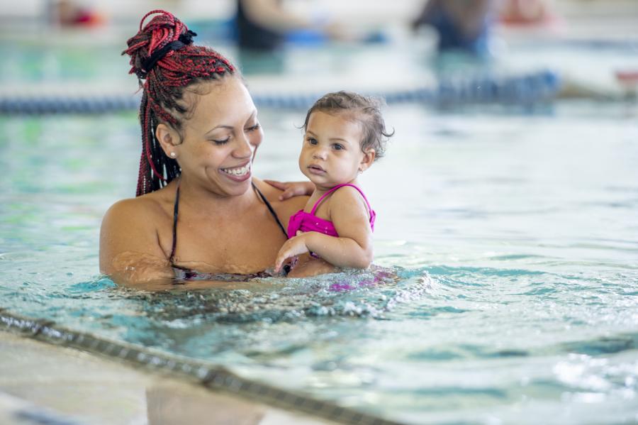 Mom and baby swim lessons