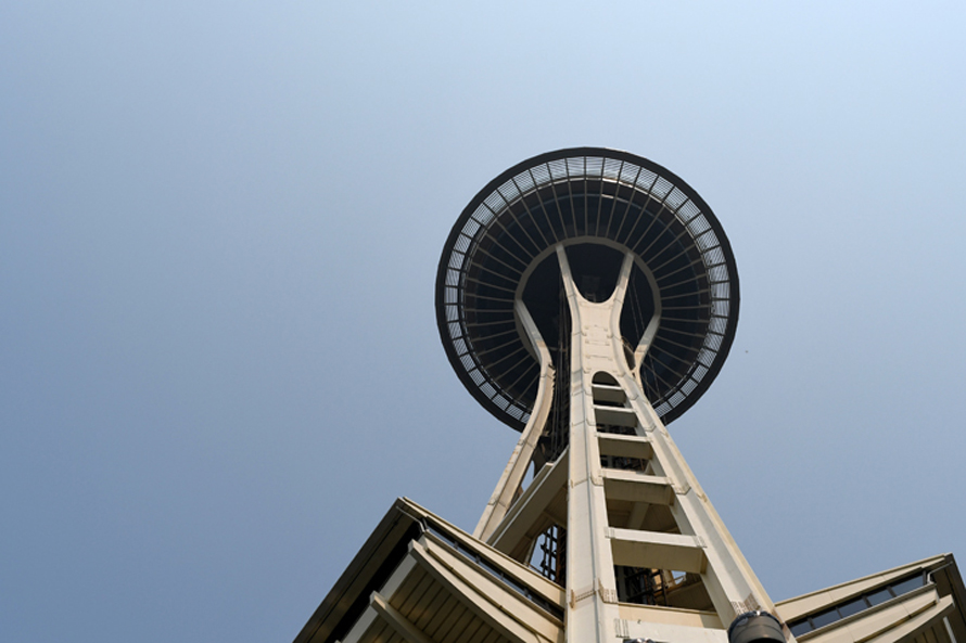 space needle from the ground