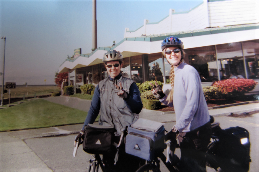 Christina Uss and Nancy Chaney on a bike trip