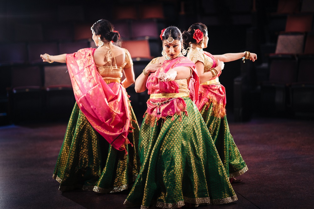 Performers in “Devi” at ACT Theatre. Credit: Siddhartha Saha Photography (siddphoto.com)