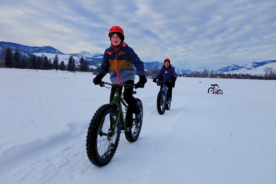 father and son fat biking