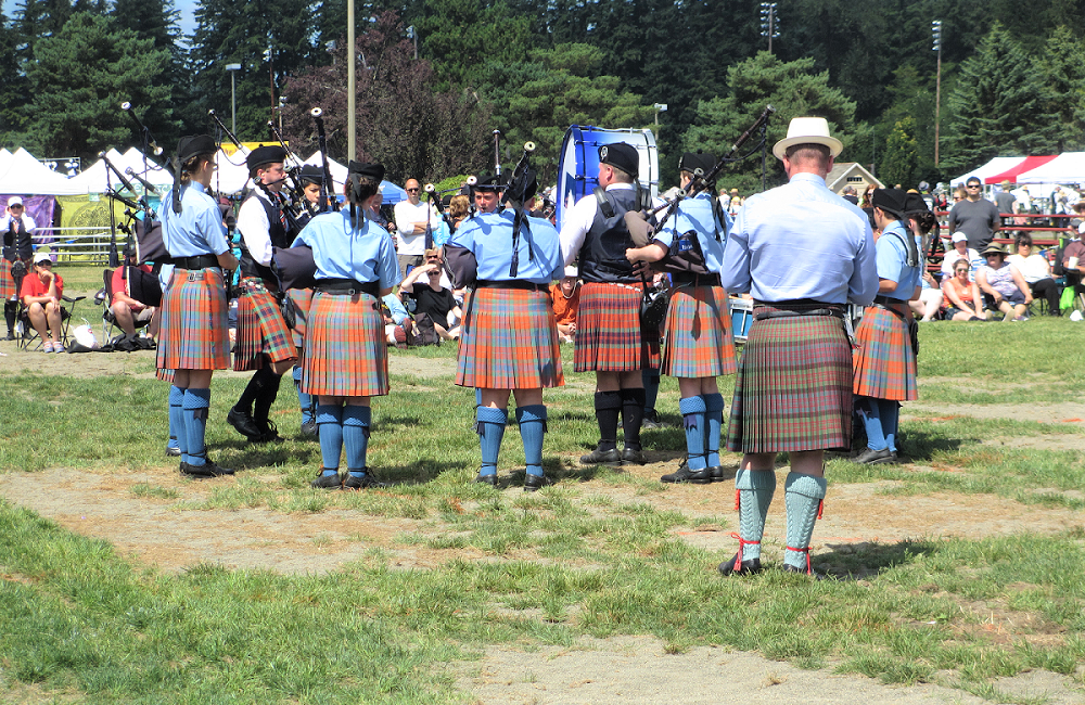 Pipe Band performs at Scottish Highland Games in Enumclaw Seattle