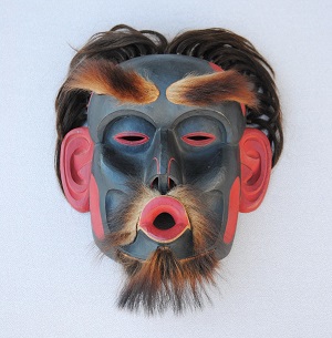 Dzoonokwa mask by Bill Holm at Sasquatch exhibit White River Valley Museum