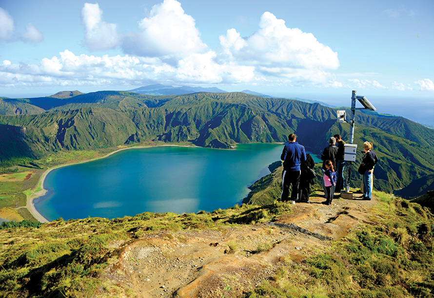 a family and beautiful azores view