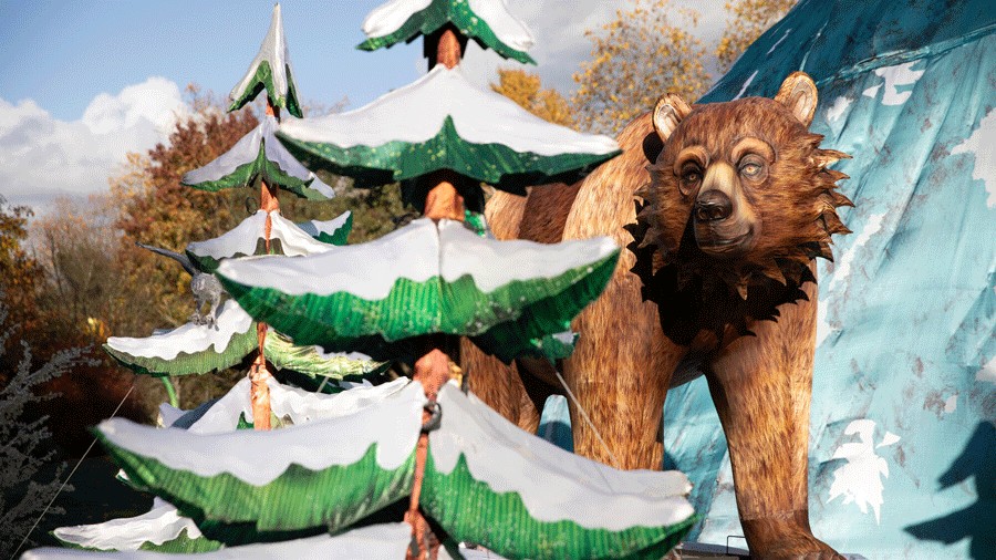 Bear Lantern at WildLanterns during daylight hours at Woodland Park Zoo
