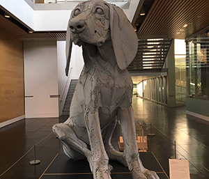 Leroy, a fun sculpture in the opening gallery of TAM, welcomes families