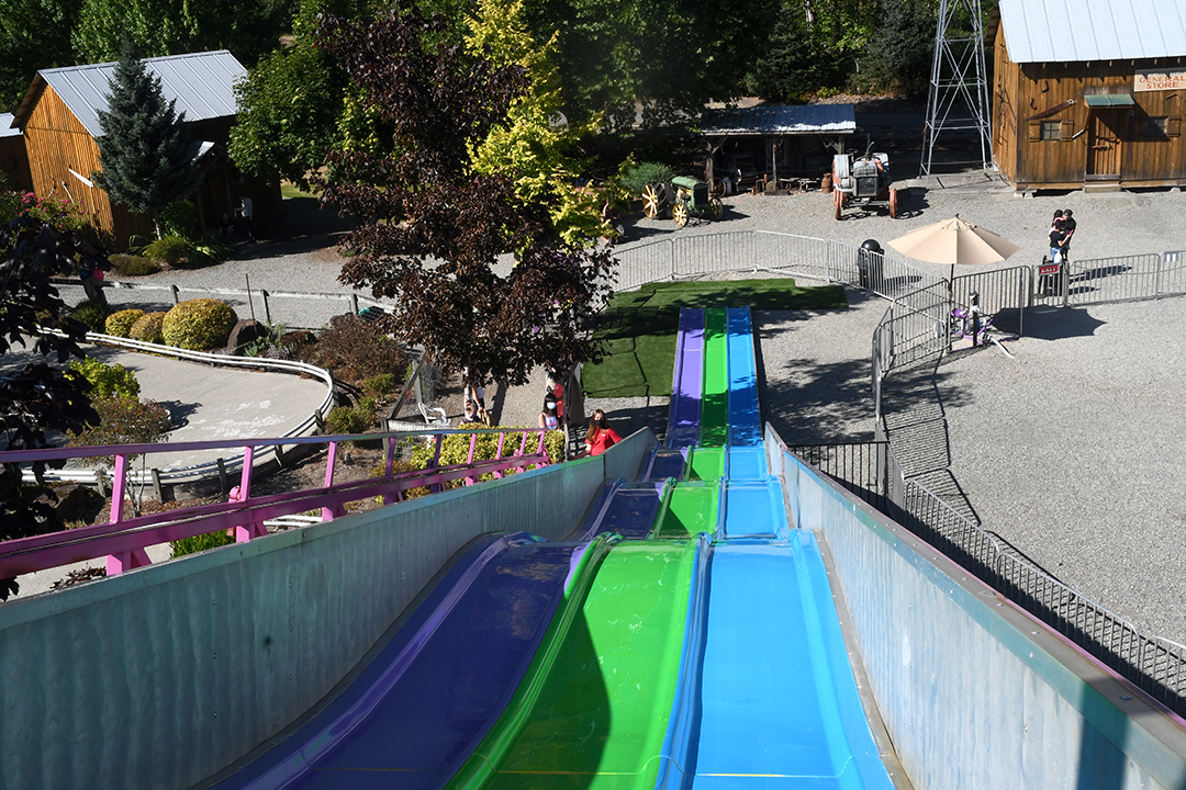 The view from the top of the giant slide at Remlinger Farms' Family Fun Park