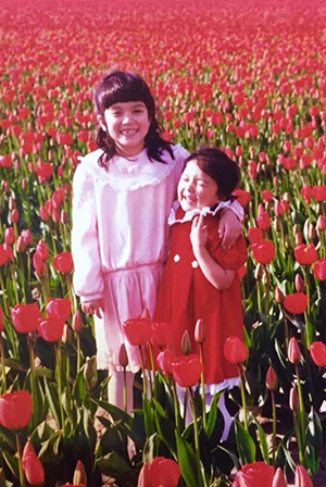Me and my sister, Gigi, at the Tulip Festival (we are 6 and 4 years old here, I think)