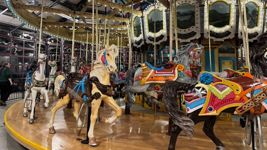 historic carousel horses at Woodland Park Zoo