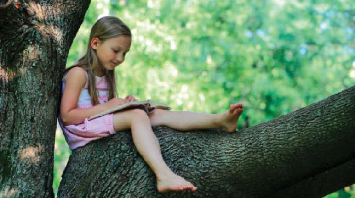 Girl reading in a tree