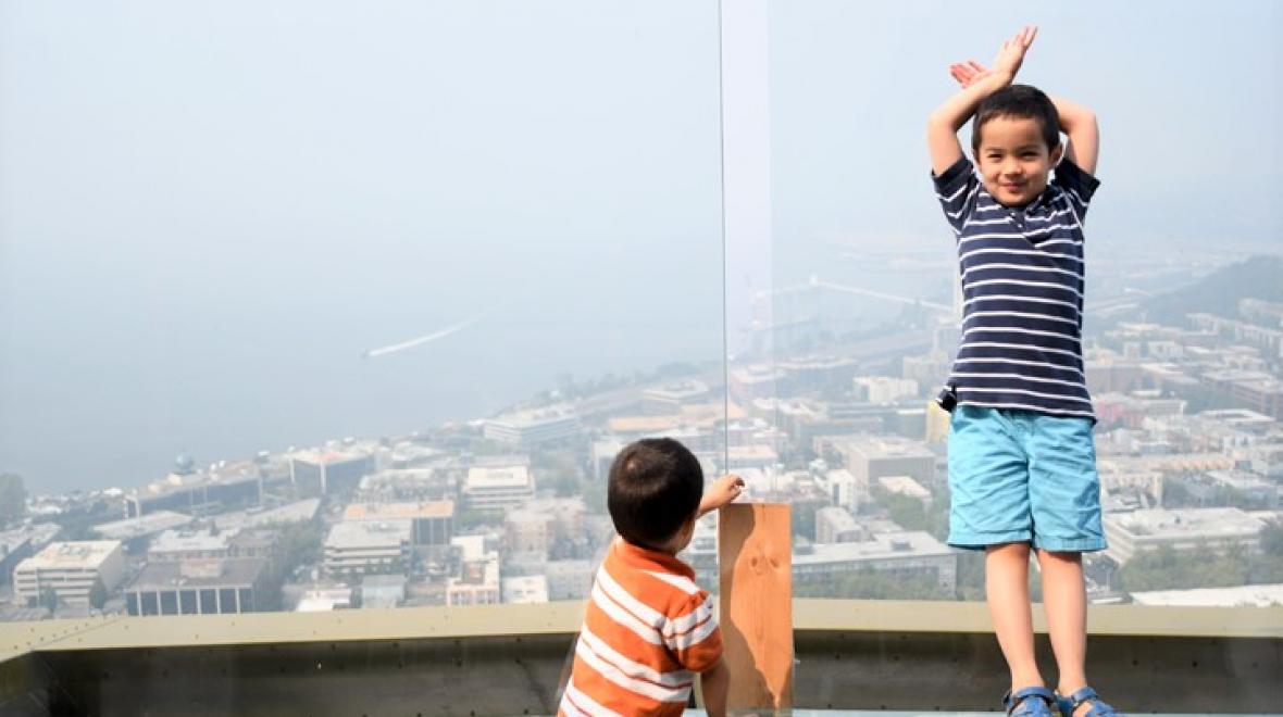 Kids at the newly renovated Space Needle